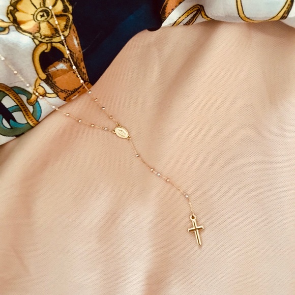 Real 18K Gold Rosary Necklace - Picture 3 of 5